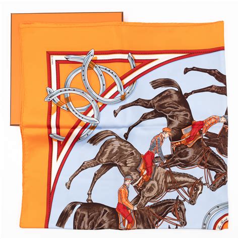 HERMES Silk La Ronde Des Jockeys Scarf 90 Caban Rouge